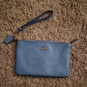 Coach Pebble Leather Wristlet in Blue